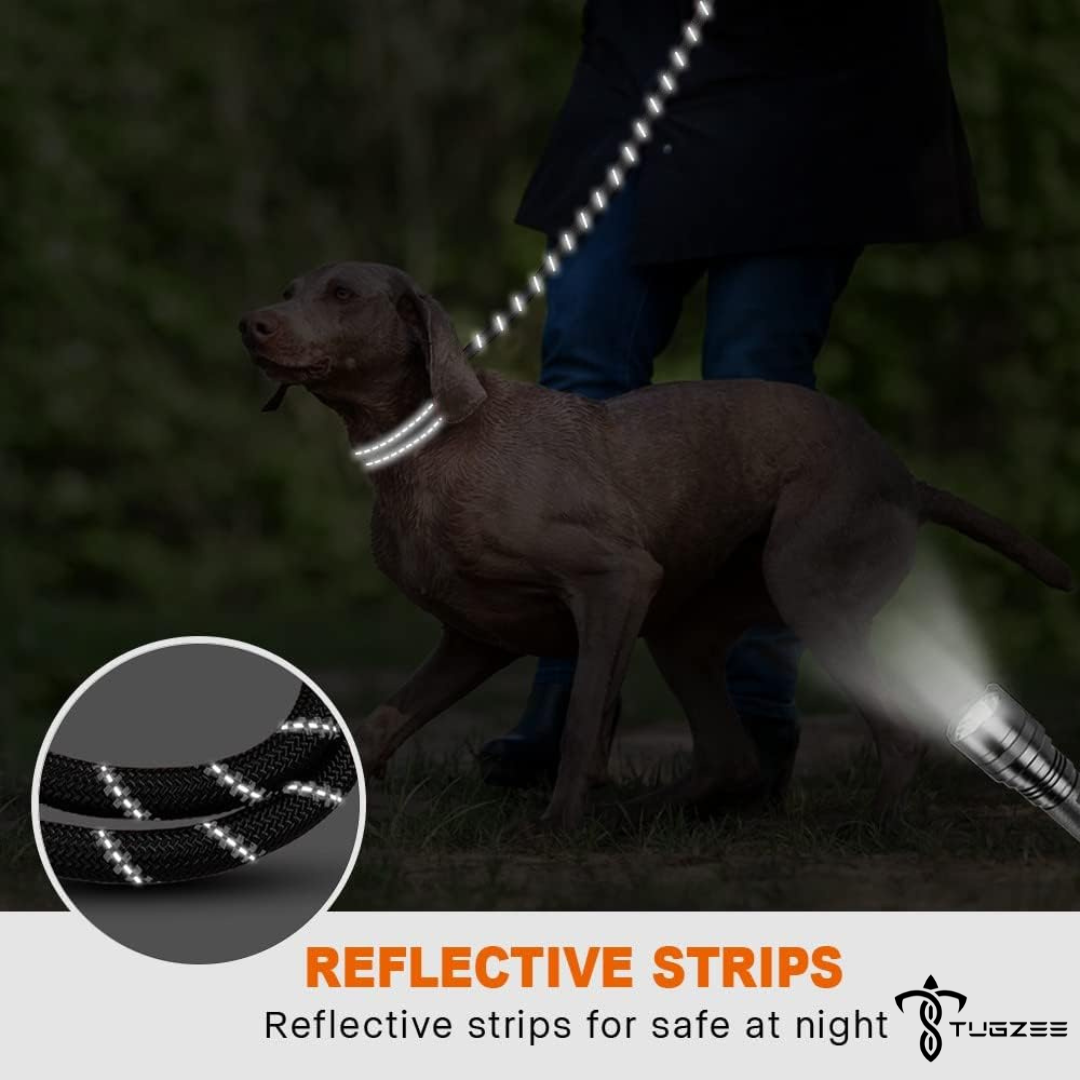 TUGZEE Dog Leash with Comfortable Padded Handle Reflective - Strong & Durable for Small, Medium and Large Dogs