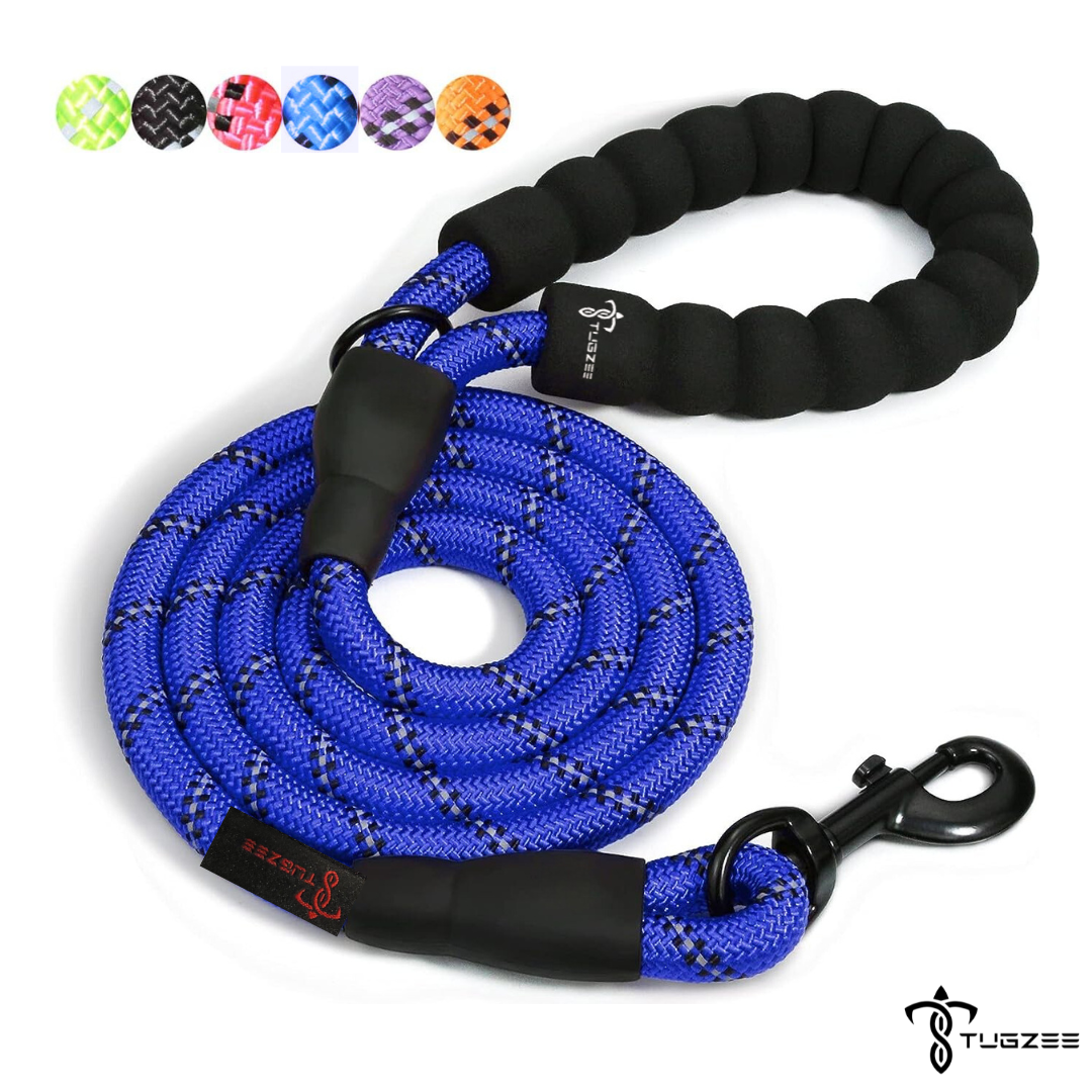 TUGZEE Dog Leash with Comfortable Padded Handle Reflective - Strong & Durable for Small, Medium and Large Dogs
