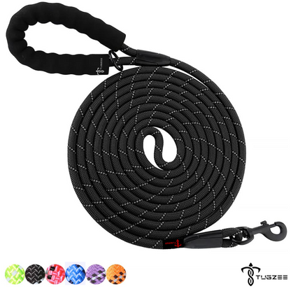TUGZEE Long Dog Leash for Dog Training Reflective with Comfortable Padded Handle Heavy Duty Dog Lead for Large Medium Small Dogs