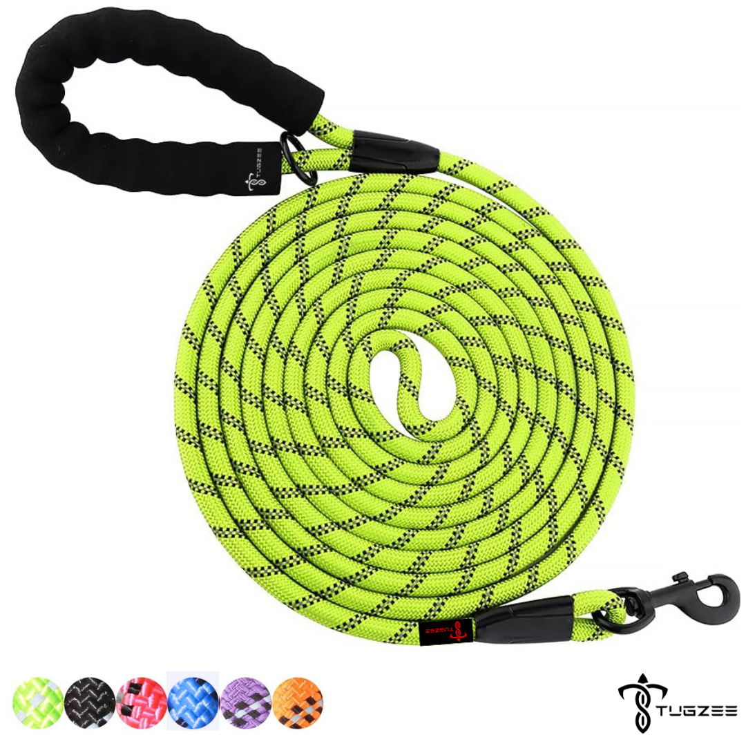 TUGZEE Long Dog Leash for Dog Training Reflective with Comfortable Padded Handle Heavy Duty Dog Lead for Large Medium Small Dogs