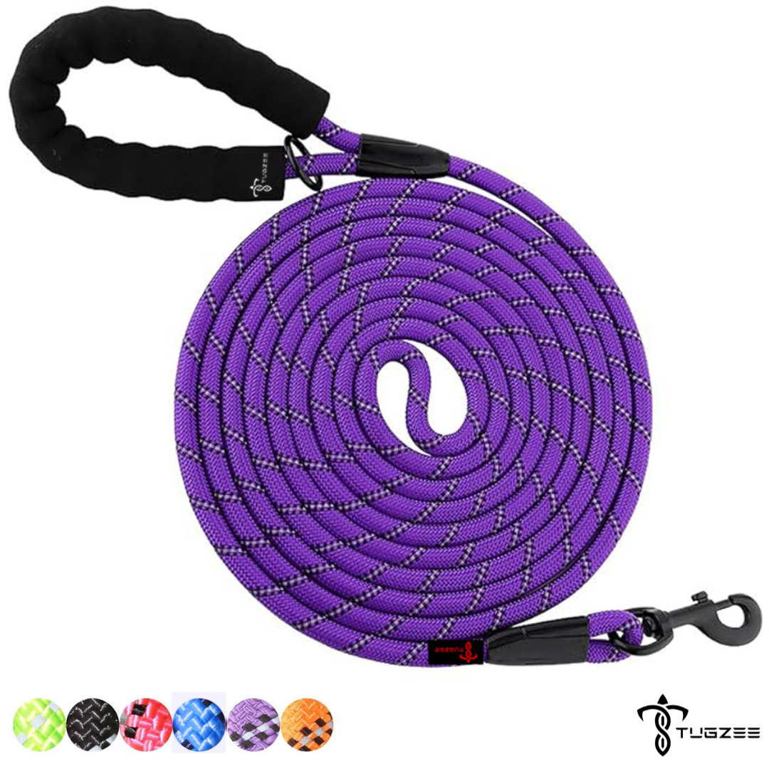 TUGZEE Long Dog Leash for Dog Training Reflective with Comfortable Padded Handle Heavy Duty Dog Lead for Large Medium Small Dogs