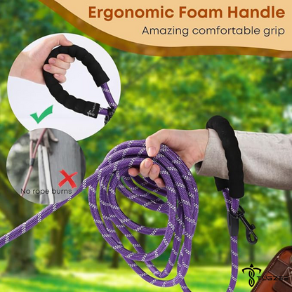 TUGZEE Long Dog Leash for Dog Training Reflective with Comfortable Padded Handle Heavy Duty Dog Lead for Large Medium Small Dogs