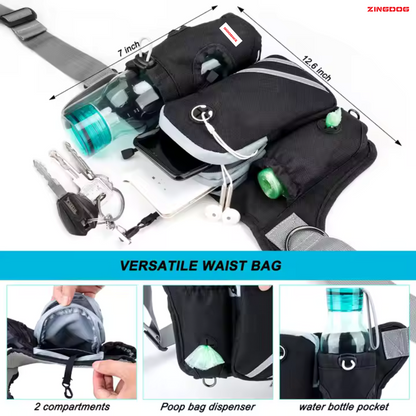 ZINGDOG Hands-Free Dual Dog Leash with Waist Pouch for Running, Walking & Hiking